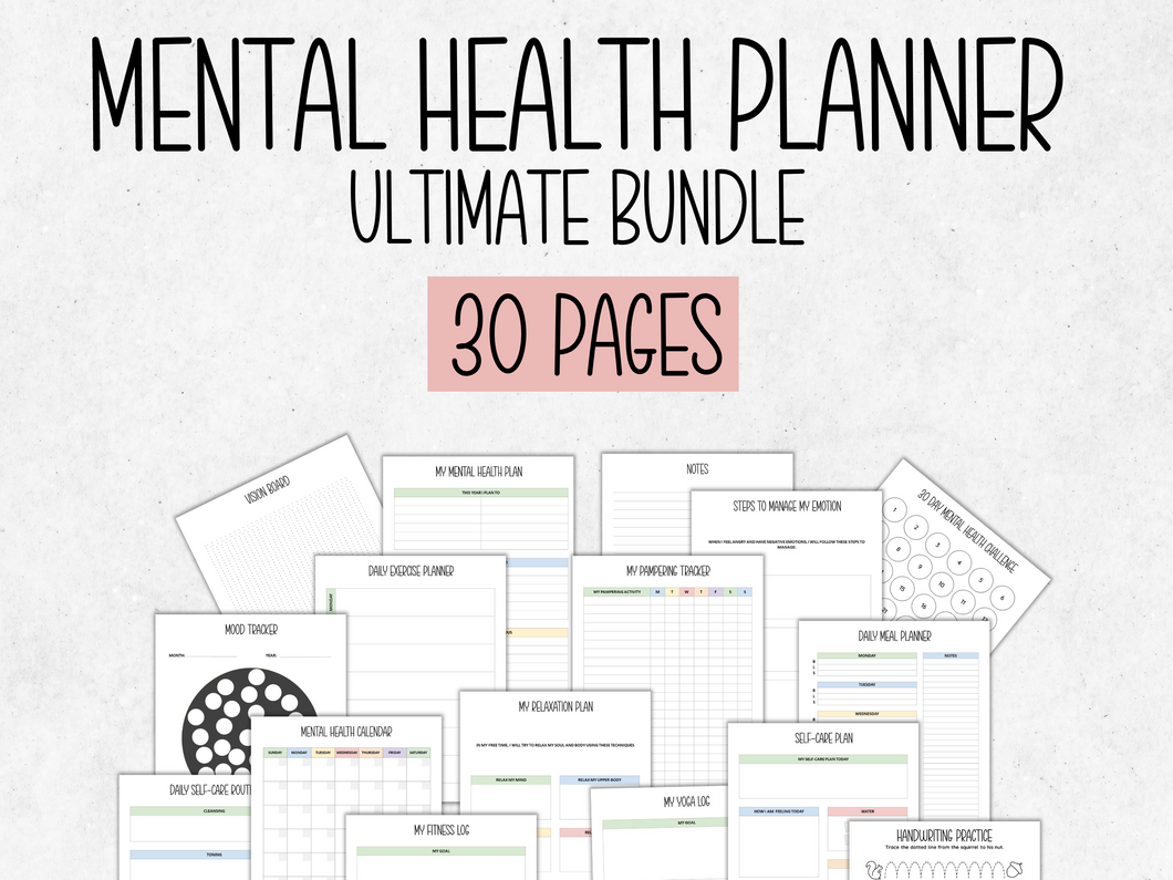 Mental Health Planner Printable Bundle